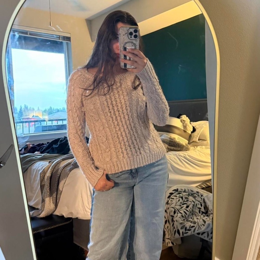 American Eagle Outfitters Cable Knit Sweater - Cream
